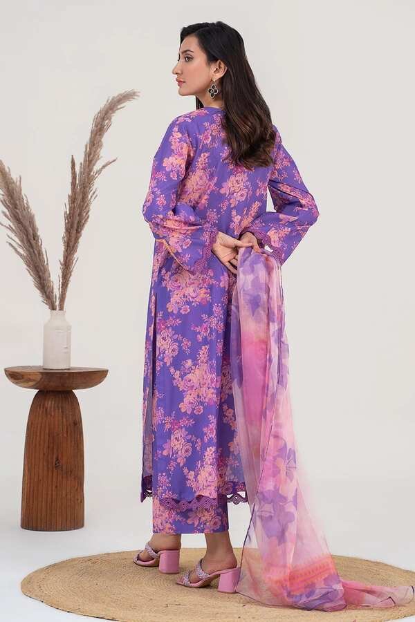 Charizma 3-PC UNSTITCHED PRINTED LAWN SHIRT WITH ORGANZA DUPATTA AND TROUSER CPS3-04