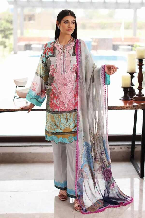 Lila By Sable Vogue Embroidered Lawn Suits Unstitched 2 Piece SV22L SAL-18-A - Summer Collection