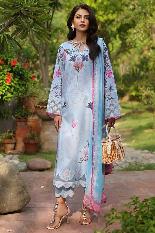 CHARIZMA 3-PC UNSTITCHED PRINTED LAWN SHIRT WITH PRINTED CHIFFON DUPATTA AND TROUSER AS4-53