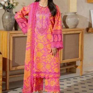 CHARIZMA 3-PC UNSTITCHED EMBROIDERED LAWN SHIRT WITH EMBROIDERED CHIFFON DUPATTA AND TROUSER AS4-36