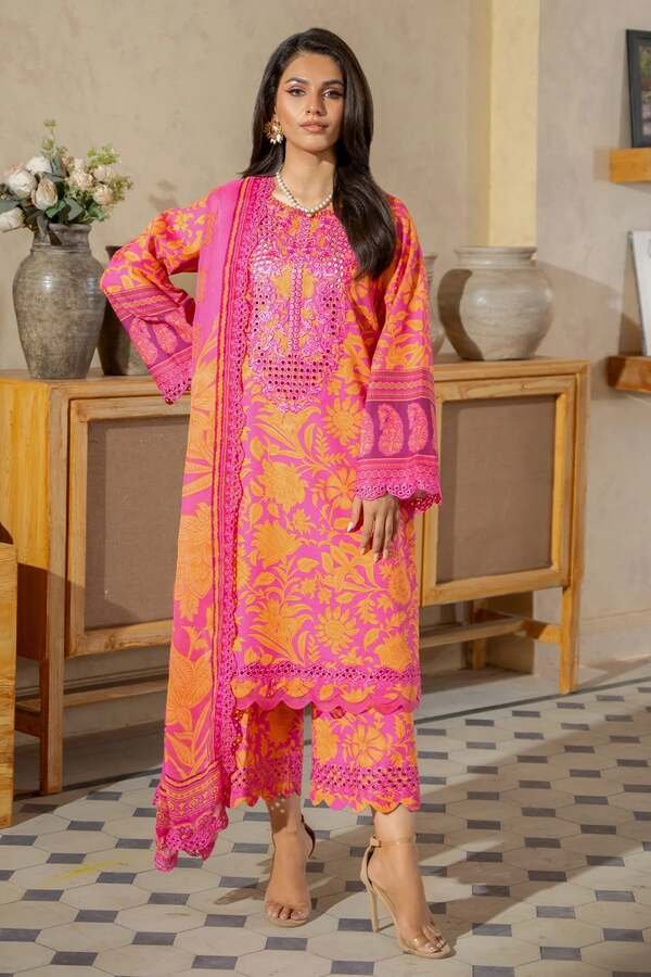 CHARIZMA 3-PC UNSTITCHED EMBROIDERED LAWN SHIRT WITH EMBROIDERED CHIFFON DUPATTA AND TROUSER AS4-36