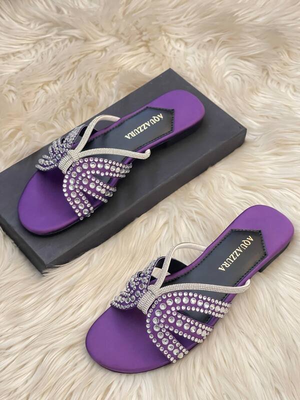 Aquazzura Glamorous Crystal-Embellished Flats