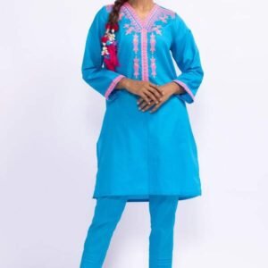 Khaddi Embroidered Kurta – Vibrant Blue