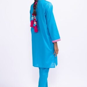 Khaddi Embroidered Kurta – Vibrant Blue