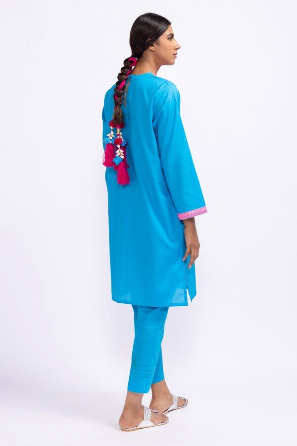Khaddi Embroidered Kurta – Vibrant Blue