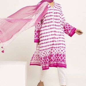 Khaddi 2pc Unstitched Lawn Printed Suit – Pink Elegance