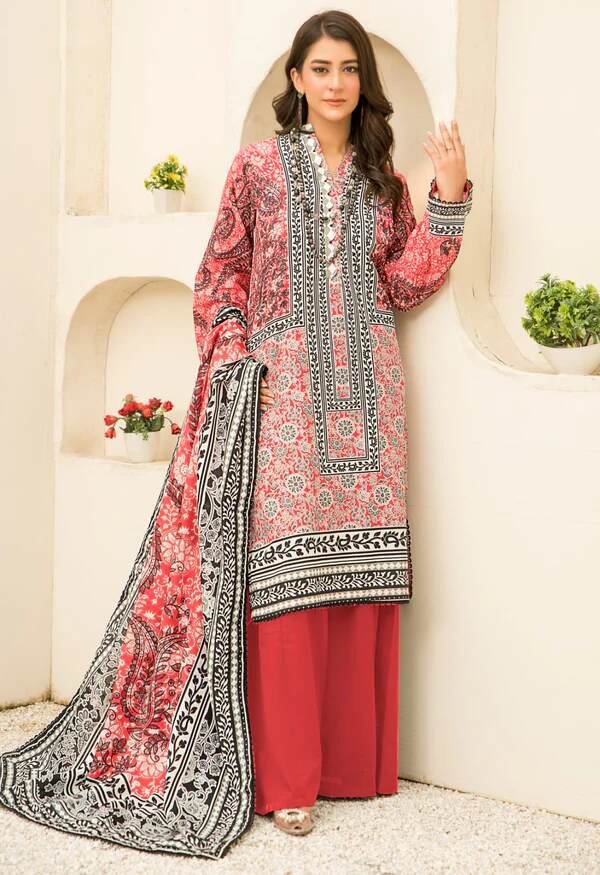 Hania & Minahil Printed Slub Khaddar 3-Piece Collection