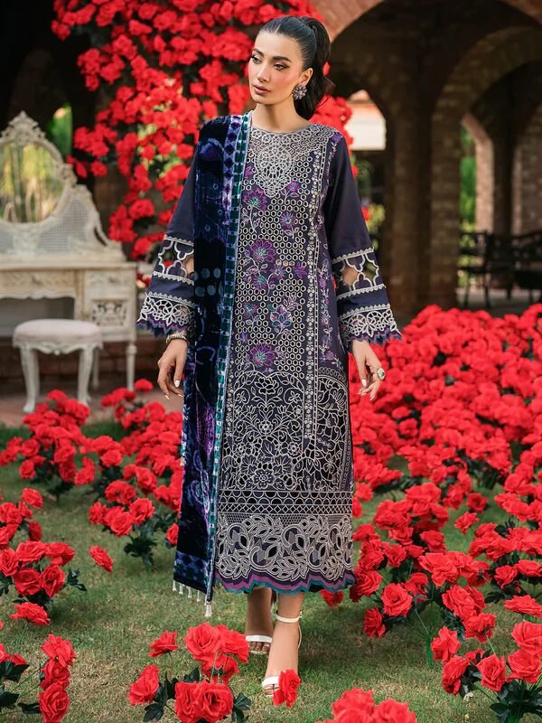 Mahnur Nazakat Embroidered Luxury Khaddar 3pc - A Timeless Piece for Winter Elegance M-NAZ-EMB-3PC-D11