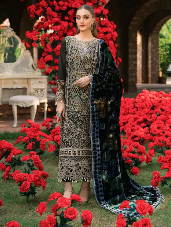 Mahnur Nazakat Embroidered Luxury Khaddar 3pc - A Statement of Elegance and Craftsmanship M-NAZ-EMB-3PC-D12