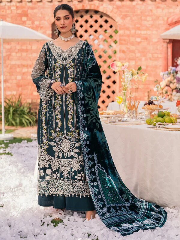Mahnur Nazakat Embroidered Luxury Khaddar 3pc - Elegant Winter Collection