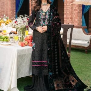 D-3 Mahnur Nazakat Embroidered Luxury Khaddar 3-Piece Suit - Elevate Your Winter Elegance