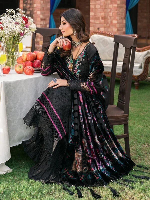 D-3_7 Mahnur Nazakat Embroidered Luxury Khaddar 3-Piece Suit - Elevate Your Winter Elegance