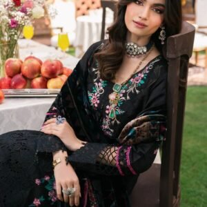 D-3_8 Mahnur Nazakat Embroidered Luxury Khaddar 3-Piece Suit - Elevate Your Winter Elegance