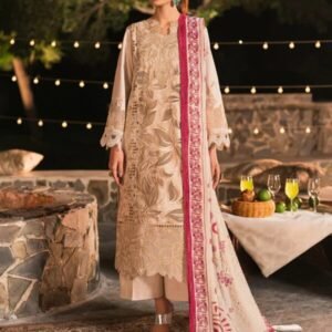 VOL- NAZAKAT : LUXURY EMBROIDERED KHADDAR 3PC COLLECTION BY MAHNUR. LASER EMBROIDERED FRONT (1.1 YARD). EMBROIDERED BACK AND SLEEVES ( 2 YARD).. EMBROIDERED BORDER FOR DAMAN ( 0.85 YARD). EMBROIDERED BORDER FOR SLEEVES ( 1 YARD). NECKLINE ( 1 PIECE). PALACHI SHAWL (2.5 YARD). DYED TROUSER (2.75 YARD Disclaimer: Due To The Photographic Lighting & Different Screen Calibrations, The Colors Of The Original Product May Slightly Vary From The Picture.