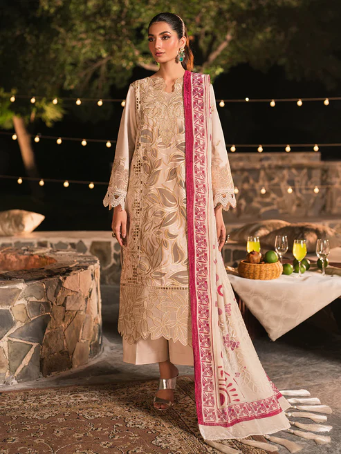 Mahnur Nazakat Embroidered Luxury Khaddar 3pc - Statement of Elegance SKU: M-NAZ-EMB-3PC-D8
