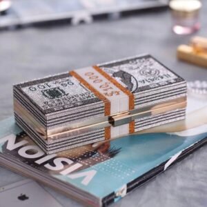 Dollar Clutch with Handle - Fully Diamond Embellished Statement Bag