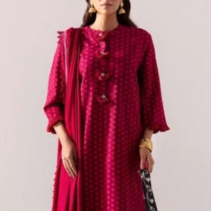 Sana Safinaz 3-Piece Polka Dot Printed Slub Suit – Embrace Timeless Elegance