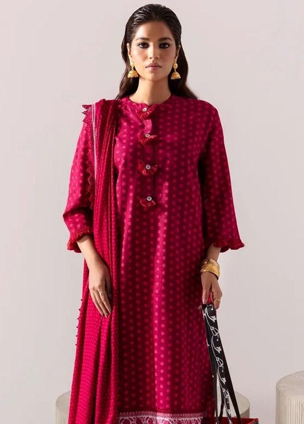 Sana Safinaz 3-Piece Polka Dot Printed Slub Suit – Embrace Timeless Elegance