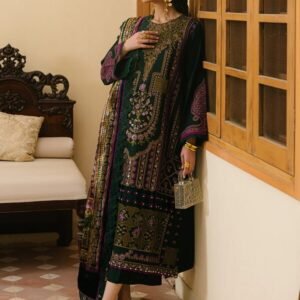 Olivia by Bin Iliyas - Exquisite 3-Piece Embroidered Suit with Luxurious Palachi Shawl