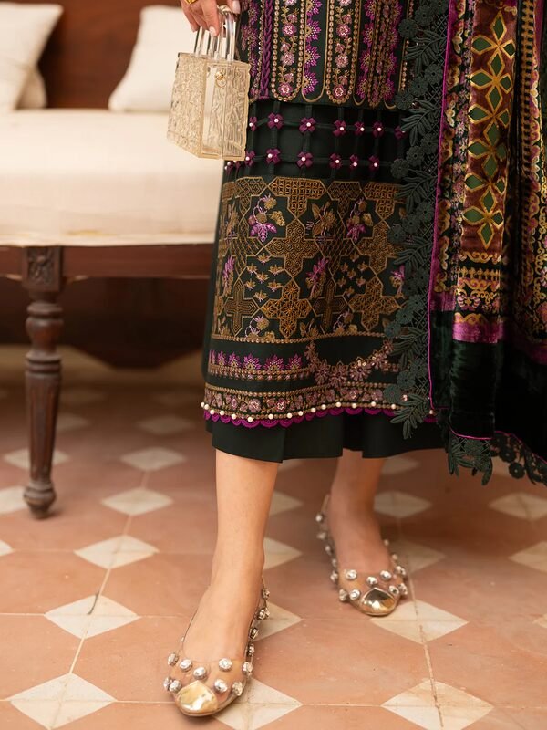 Olivia by Bin Iliyas - Exquisite 3-Piece Embroidered Suit with Luxurious Palachi Shawl