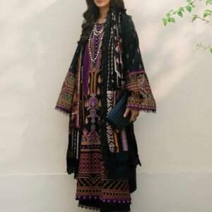 Olivia by Bin Iliyas - Elegant 3-Piece Embroidered Suit with Luxurious Palachi Shawl