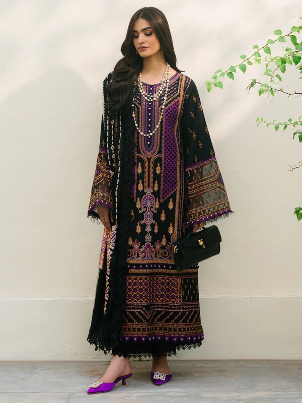 Olivia by Bin Iliyas - Elegant 3-Piece Embroidered Suit with Luxurious Palachi Shawl 522-B | 3 PC Kotrai