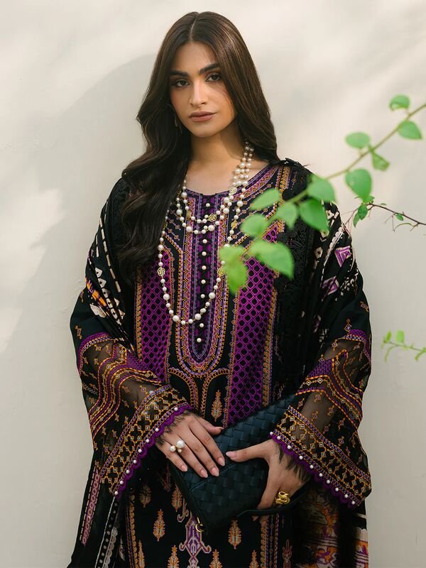 Olivia by Bin Iliyas - Elegant 3-Piece Embroidered Suit with Luxurious Palachi Shawl 522-B | 3 PC Kotrai