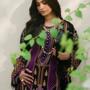 Olivia by Bin Iliyas - Elegant 3-Piece Embroidered Suit with Luxurious Palachi Shawl