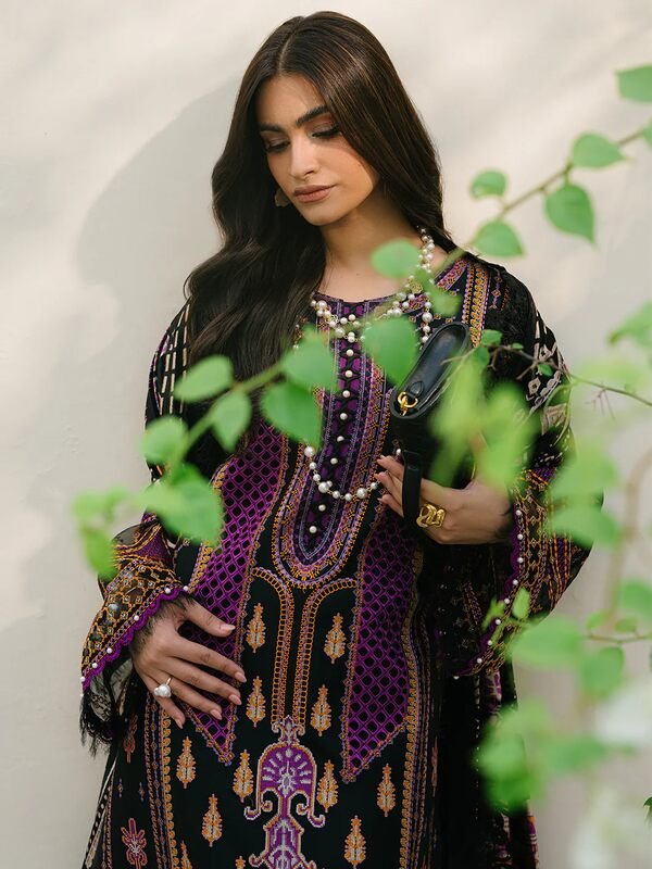 Olivia by Bin Iliyas - Elegant 3-Piece Embroidered Suit with Luxurious Palachi Shawl
