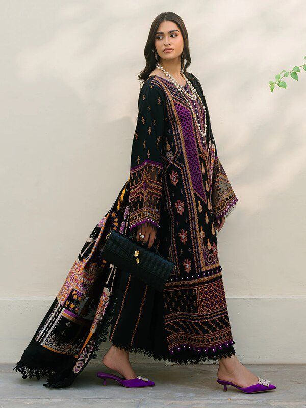 Olivia by Bin Iliyas - Elegant 3-Piece Embroidered Suit with Luxurious Palachi Shawl 522-B | 3 PC Kotrai