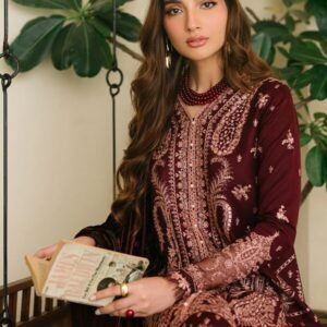 523A_2 Olivia by Bin Iliyas - Elegant 3-Piece Embroidered Suit with Luxurious Palachi Shawl 523 - A | 3 PC Kotrai