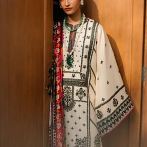 Olivia by Bin Iliyas - Luxurious 3-Piece Embroidered Suit with Elegant Palachi Shawl 524 - A | 3 PC Kotrai