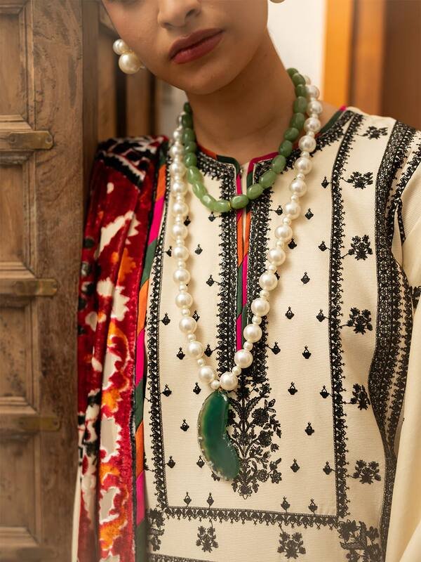 Olivia by Bin Iliyas - Luxurious 3-Piece Embroidered Suit with Elegant Palachi Shawl 524 - A | 3 PC Kotrai