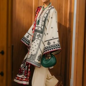 Olivia by Bin Iliyas - Luxurious 3-Piece Embroidered Suit with Elegant Palachi Shawl 524 - A | 3 PC Kotrai