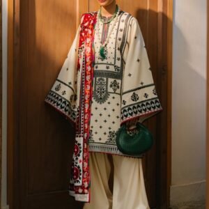 Olivia by Bin Iliyas - Luxurious 3-Piece Embroidered Suit with Elegant Palachi Shawl 524 - A | 3 PC Kotrai