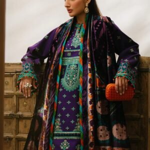 Olivia by Bin Iliyas - Luxurious 3-Piece Embroidered Suit with Elegant Palachi Shawl 524 - B | 3 PC Kotrai