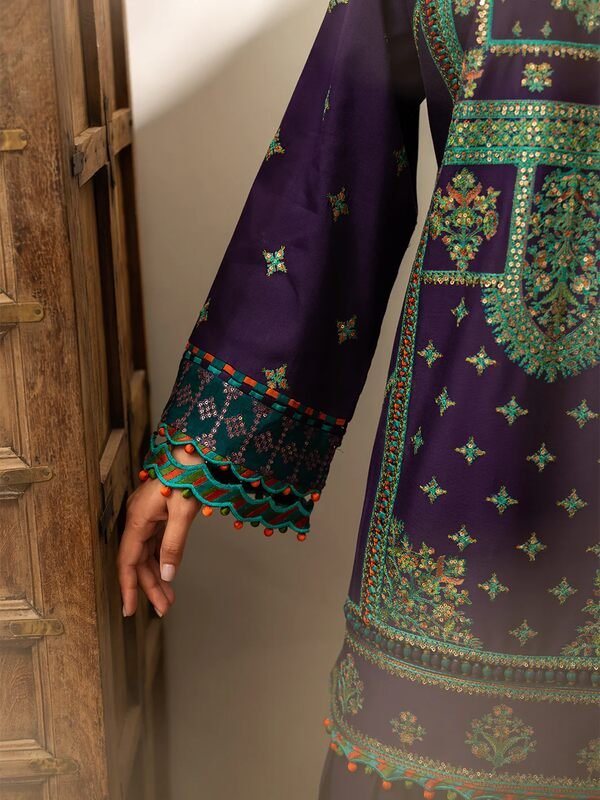 Olivia by Bin Iliyas - Luxurious 3-Piece Embroidered Suit with Elegant Palachi Shawl 524 - B | 3 PC Kotrai