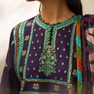 Olivia by Bin Iliyas - Luxurious 3-Piece Embroidered Suit with Elegant Palachi Shawl 524 - B | 3 PC Kotrai