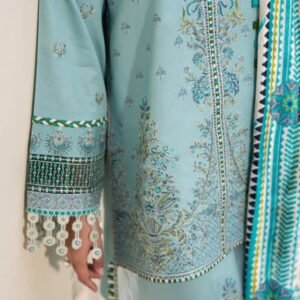 Olivia by Bin Iliyas - Luxurious 3-Piece Embroidered Suit with Elegant Palachi Shawl 525 - A | 3 PC Kotrai