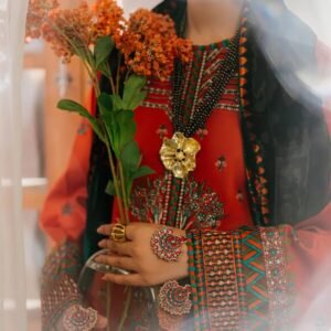 Olivia by Bin Iliyas - Elegant 3-Piece Embroidered Suit with Luxurious Palachi Shawl 525 - B | 3 PC Kotrai