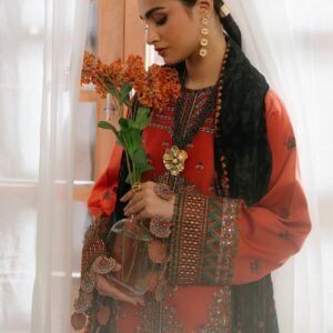Olivia by Bin Iliyas - Elegant 3-Piece Embroidered Suit with Luxurious Palachi Shawl 525 - B | 3 PC Kotrai