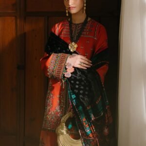 Olivia by Bin Iliyas - Elegant 3-Piece Embroidered Suit with Luxurious Palachi Shawl 525 - B | 3 PC Kotrai