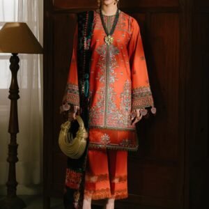 Olivia by Bin Iliyas - Elegant 3-Piece Embroidered Suit with Luxurious Palachi Shawl 525 - B | 3 PC Kotrai