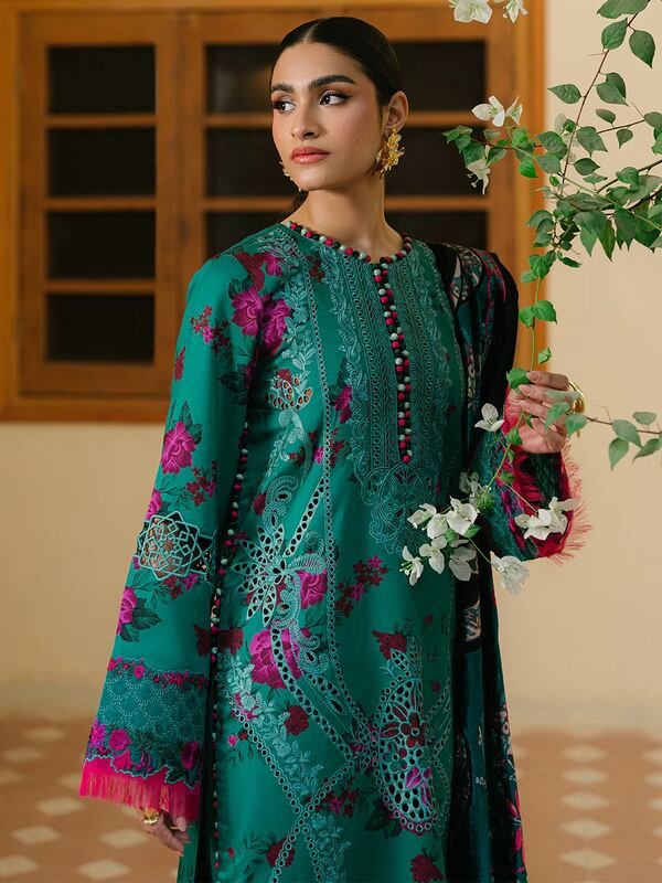 Olivia by Bin Iliyas - Elegant 3-Piece Embroidered Suit with Luxurious Palachi Shawl 526 - B | 3 PC Kotrai