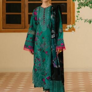 Olivia by Bin Iliyas - Elegant 3-Piece Embroidered Suit with Luxurious Palachi Shawl 526 - B | 3 PC Kotrai