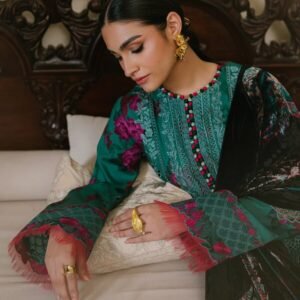 Olivia by Bin Iliyas - Elegant 3-Piece Embroidered Suit with Luxurious Palachi Shawl 526 - B | 3 PC Kotrai