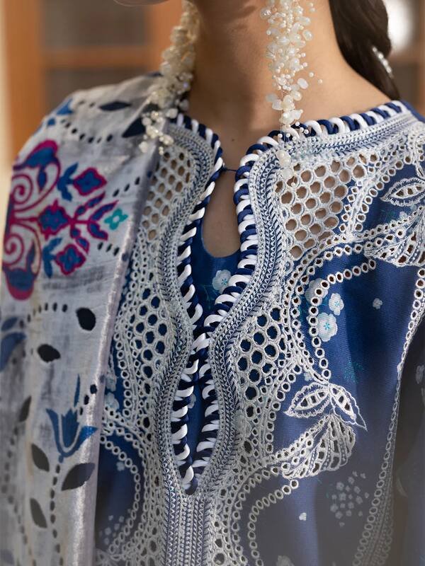 527B_5 Olivia by Bin Iliyas - Elegant 3-Piece Embroidered Suit with Luxurious Palachi Shawl 527 - B | 3 PC Kotrai